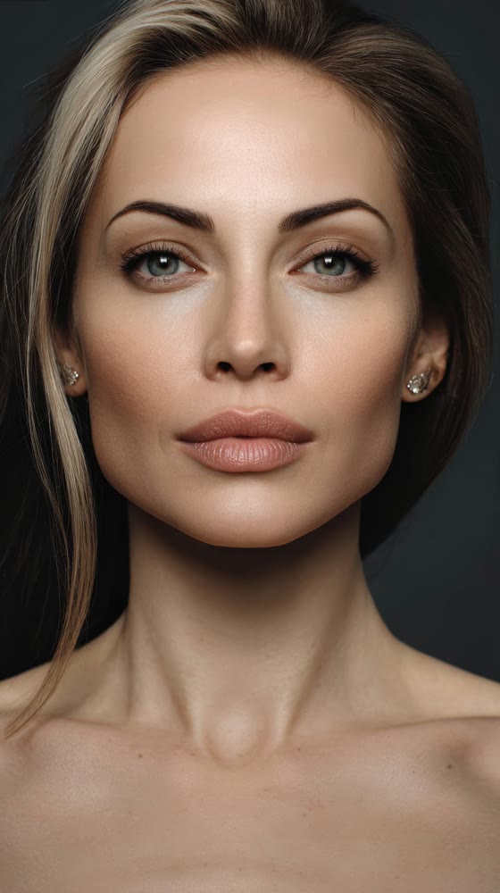Sophisticated woman with striking features, Refined female model with captivating facial structure