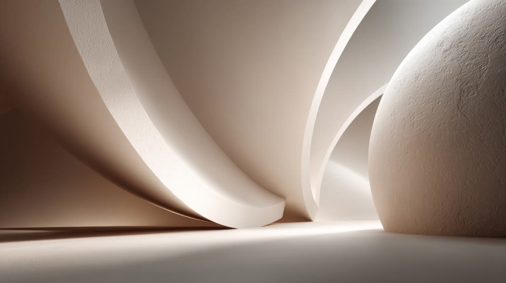 Softly contoured architectural features foster relaxation through light and shadow interplay within interiors