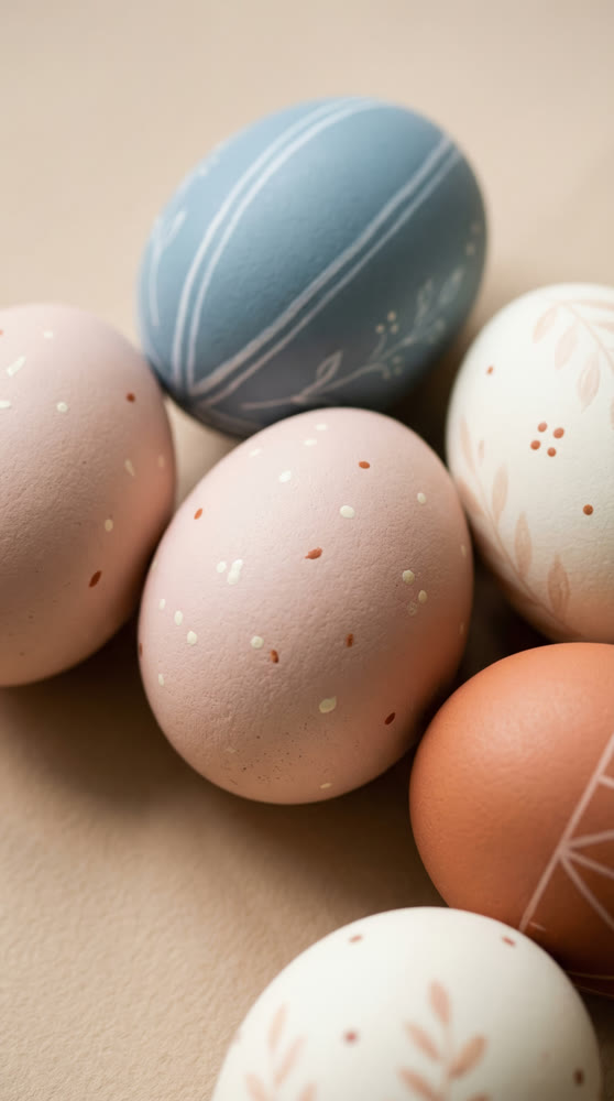 A multitude of painted Easter eggs. Visual aesthetics