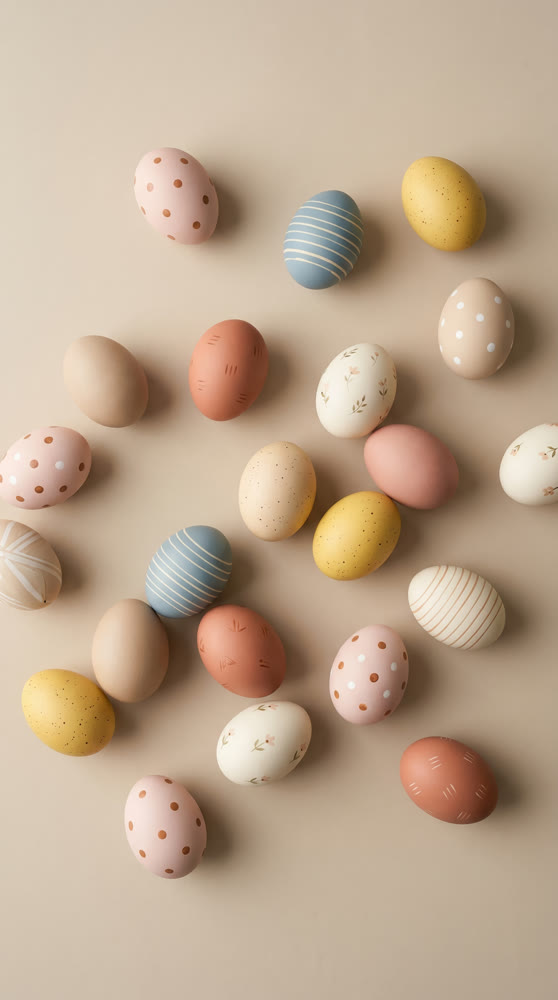 A multitude of painted Easter eggs. Visual aesthetics