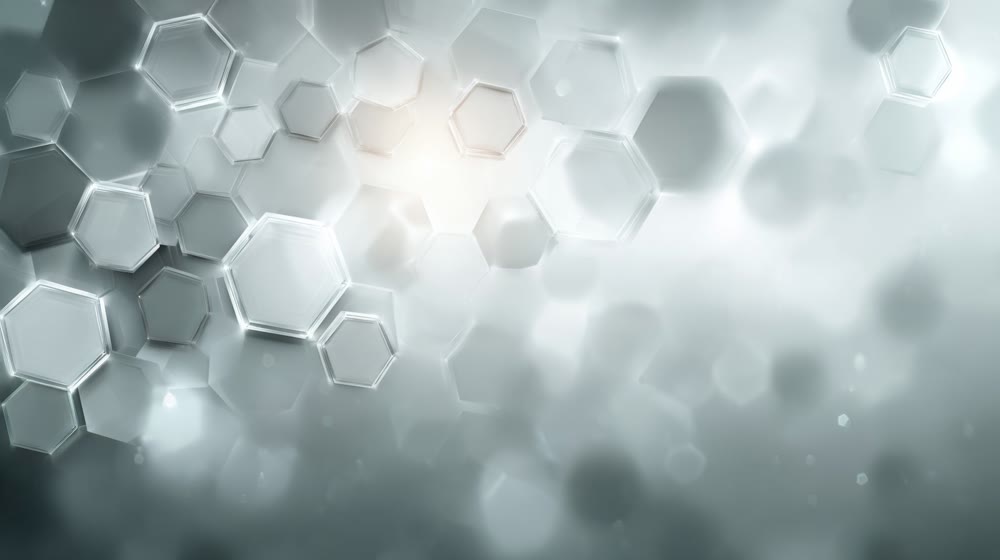 Microscopic hexagons in soft focus, Translucent honeycomb structure with geometric details