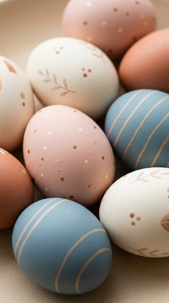 A multitude of painted Easter eggs. Visual aesthetics