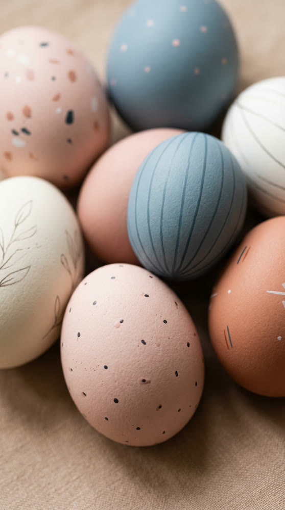 A multitude of painted Easter eggs. Visual aesthetics
